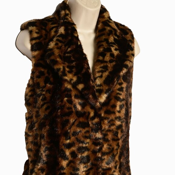 Calvin Klein Jackets & Blazers - CALVIN KLEIN Rich Brown & Black Faux Fur Sleeveless Vest with Pockets - Medium